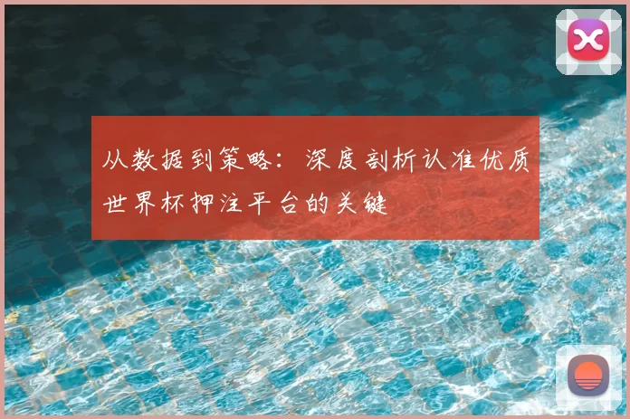 从数据到策略：深度剖析认准优质世界杯押注平台的关键